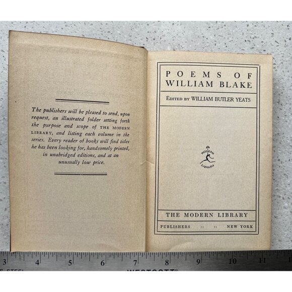 Poems Of William Blake Edited By William Butler Yeats Hardcover 1927 The Modern - Picture 3 of 12